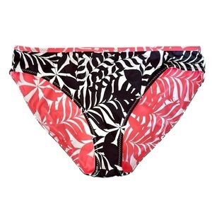 Tommy Bahama Black and Pink Leaf Reversible Bikini Bottom
